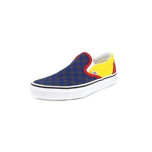 Vans Classic Slip On Blue Check/Yellow/Red Men 6.5/Women 8